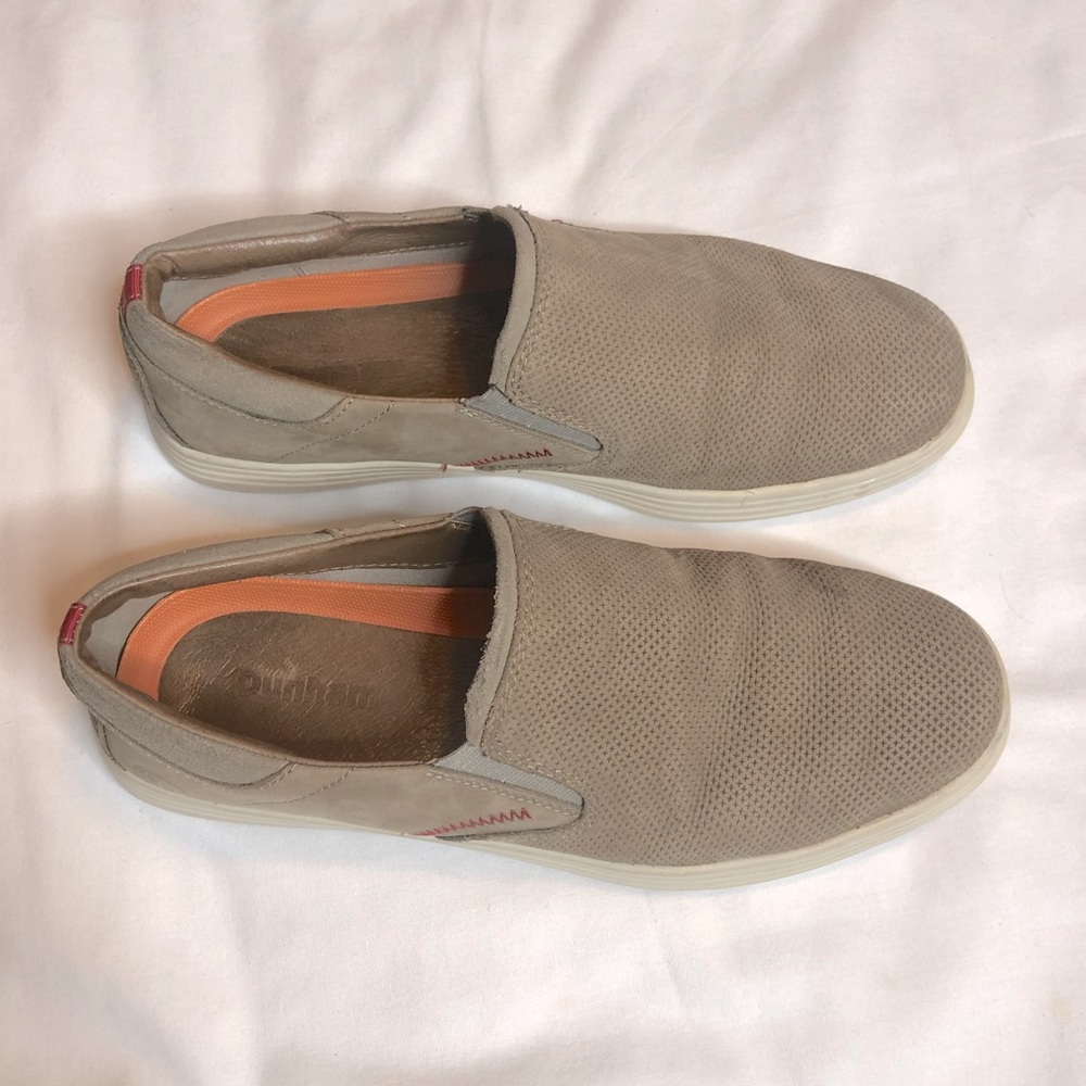 Dunham Colchester Taupe Perforated Leather Upper Slip On Sneakers Shoes View 5
